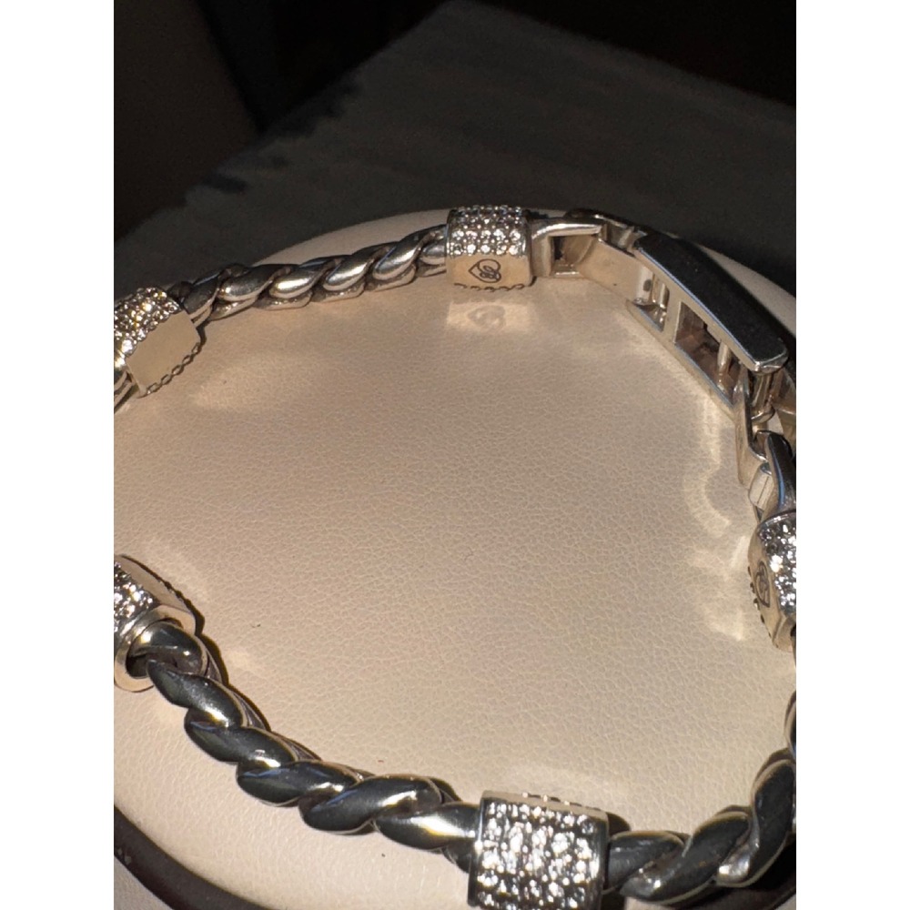 Brighton Silver Plated Braided Bracelet with Crystal Accents - Picture 6 of 9